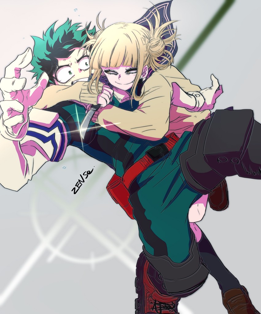 midoriya izuku and toga himiko (boku no hero academia) drawn by ho_tuga