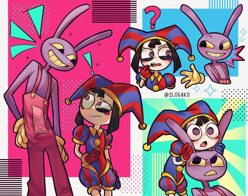 pomni and jax (the amazing digital circus) drawn by 2logako