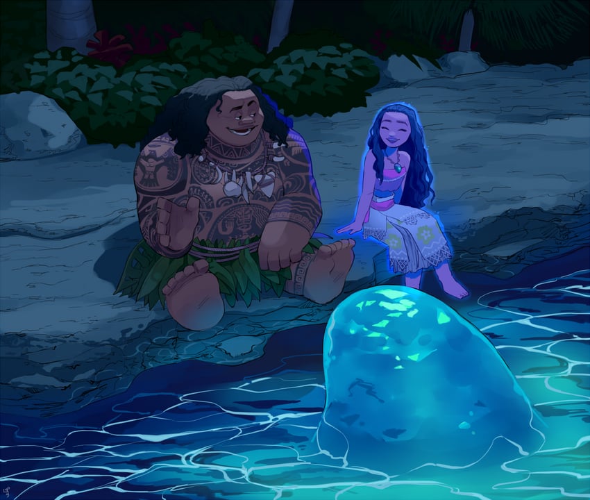moana waialiki, maui, and ocean (moana) drawn by pano_(mohayayamai)