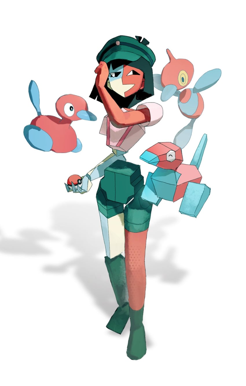 porygon-z, porygon, porygon2, ena, and salesperson ena (pokemon and 1 more) drawn by naie_74