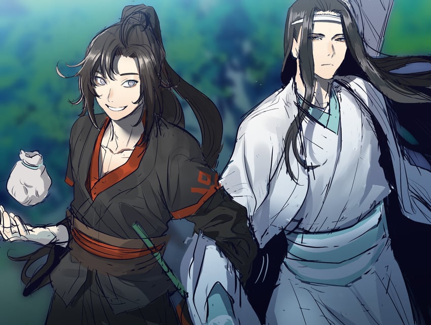 wei wuxian and lan wangji (modao zushi) drawn by beaugi