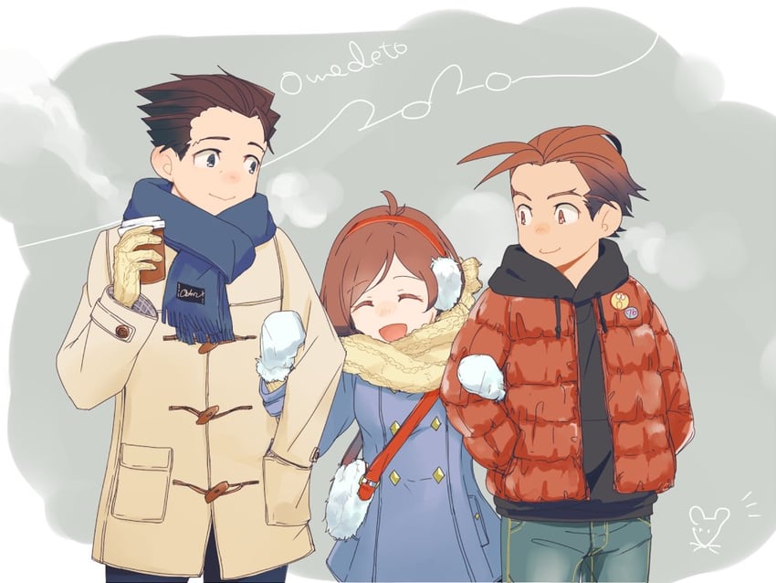 phoenix wright, apollo justice, and trucy wright (ace attorney) drawn by mksb_(3548)