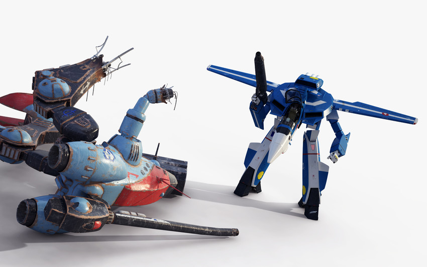 vf-1, vf-1j, glaug, and quamzin kravshera (macross and 2 more) drawn by 3d-brainx
