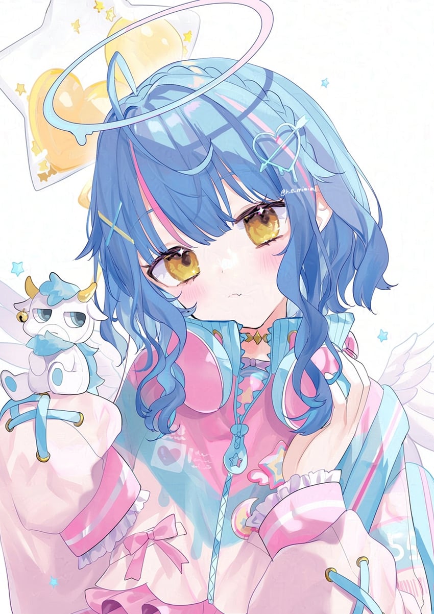 amamiya kokoro and neko (nijisanji) drawn by sakurato_remi