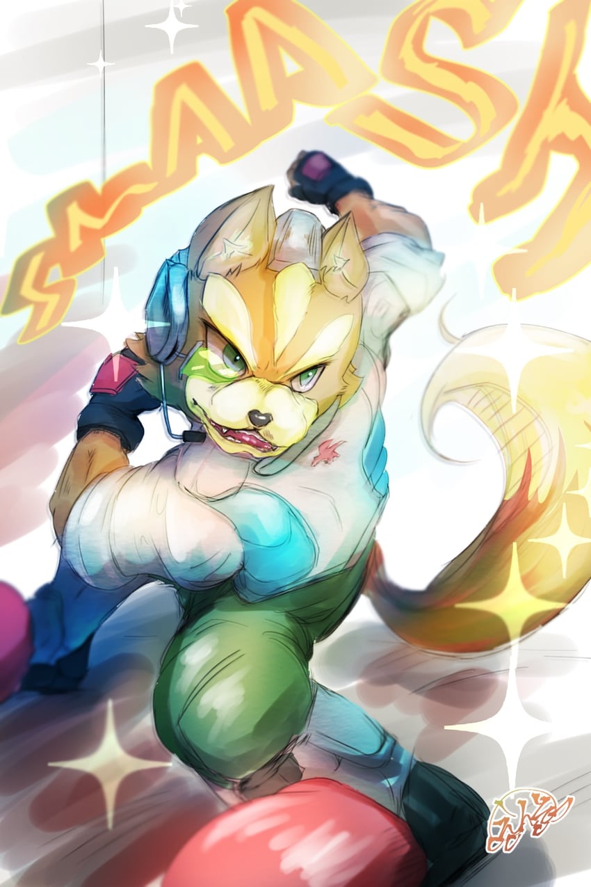 fox mccloud (super smash bros. and 1 more) drawn by enso_turtle
