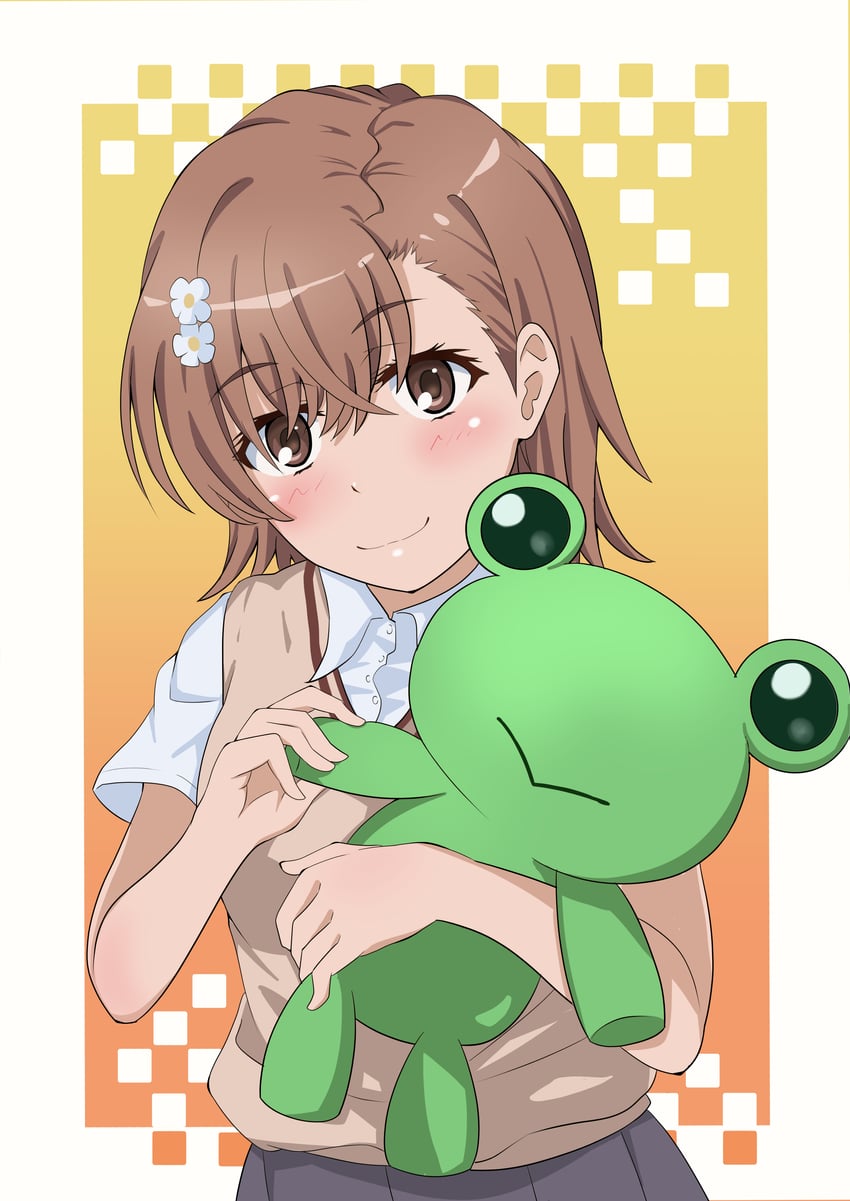 misaka mikoto and gekota (toaru majutsu no index and 1 more) drawn by tabu_(tabu_01)