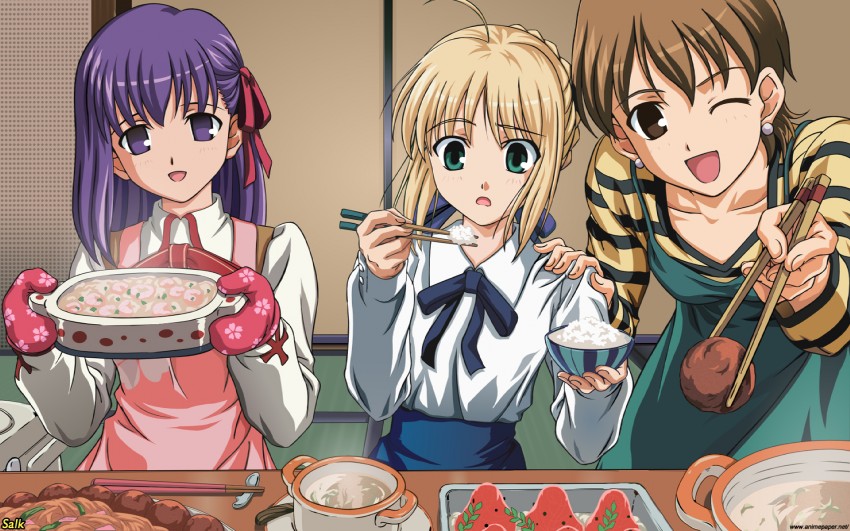 artoria pendragon, saber, matou sakura, and fujimura taiga (fate and 1 more)