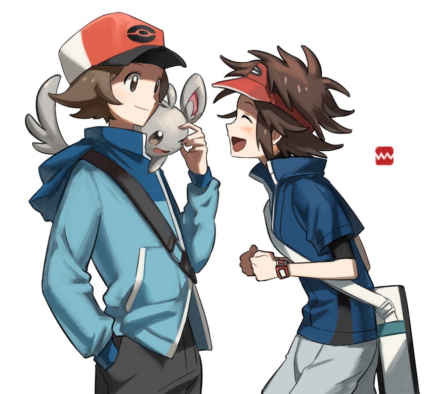 hilbert, nate, and minccino (pokemon and 2 more) drawn by extraspiky