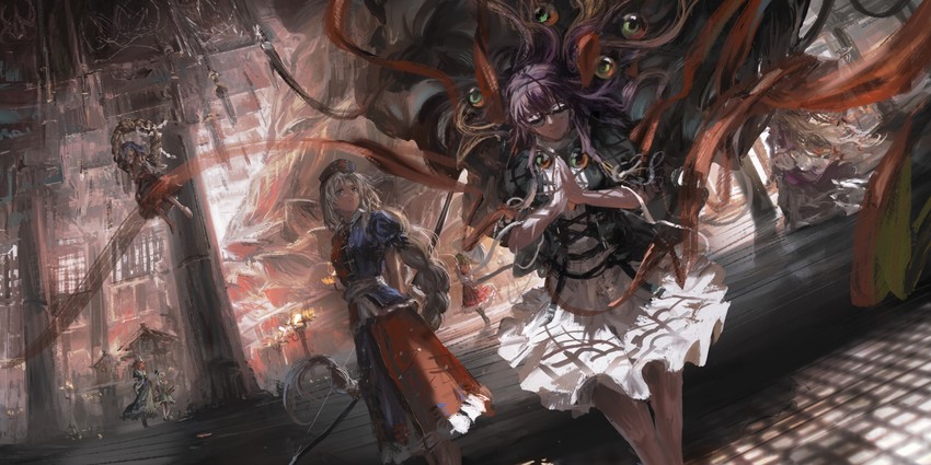 konpaku youmu, yakumo yukari, saigyouji yuyuko, kazami yuuka, hijiri byakuren, and 2 more (touhou) drawn by stu_dts