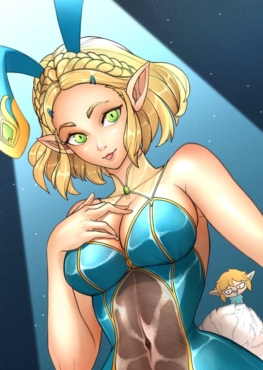 link and princess zelda (the legend of zelda and 1 more) drawn by ferdnayart