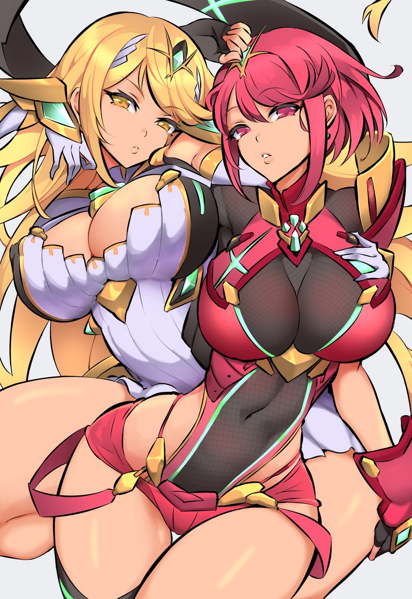 pyra and mythra (xenoblade chronicles and 1 more) drawn by nac000