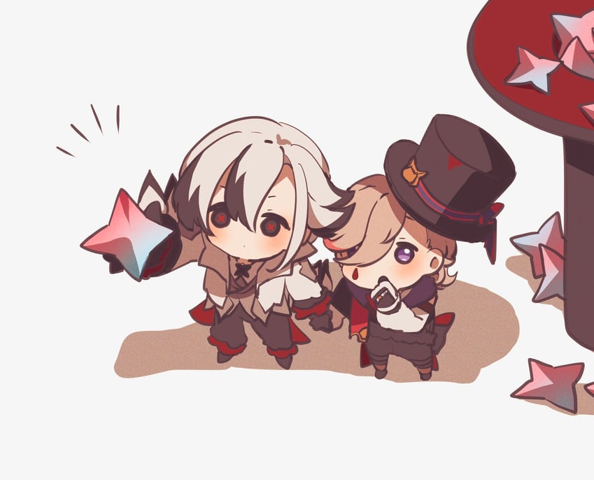 arlecchino and lyney (genshin impact) drawn by nekorin_chu