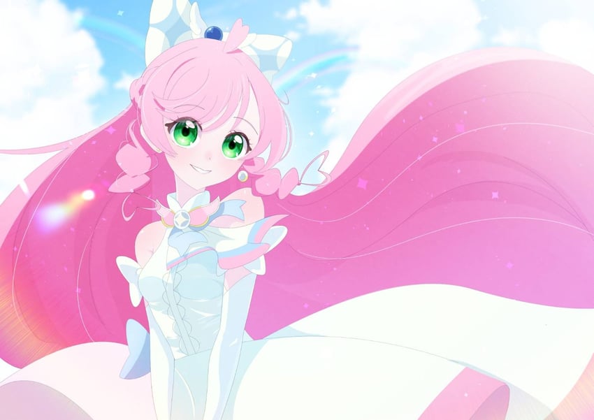 nijigaoka mashiro and cure prism (precure and 1 more) drawn by omega_takai