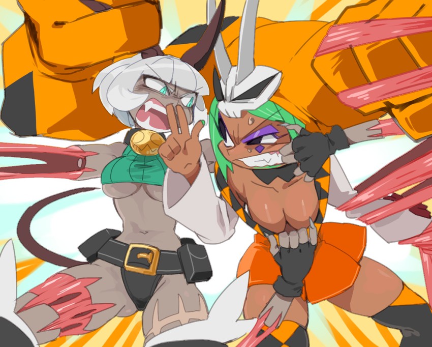 ms. fortune, cerebella, and vice-versa (skullgirls) drawn by yuriyuri_(ccc)