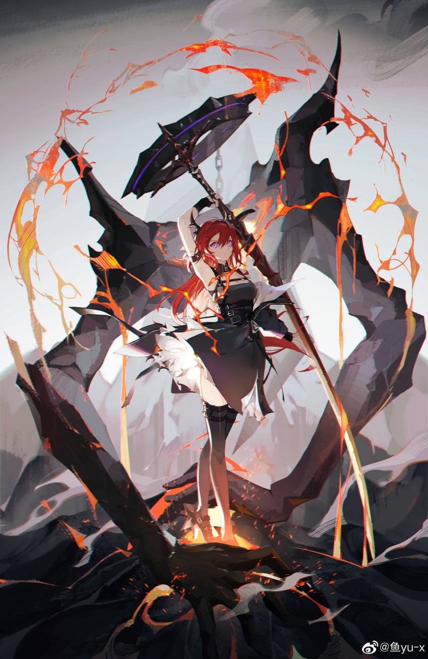surtr and surtr's golem (arknights) drawn by yu-x