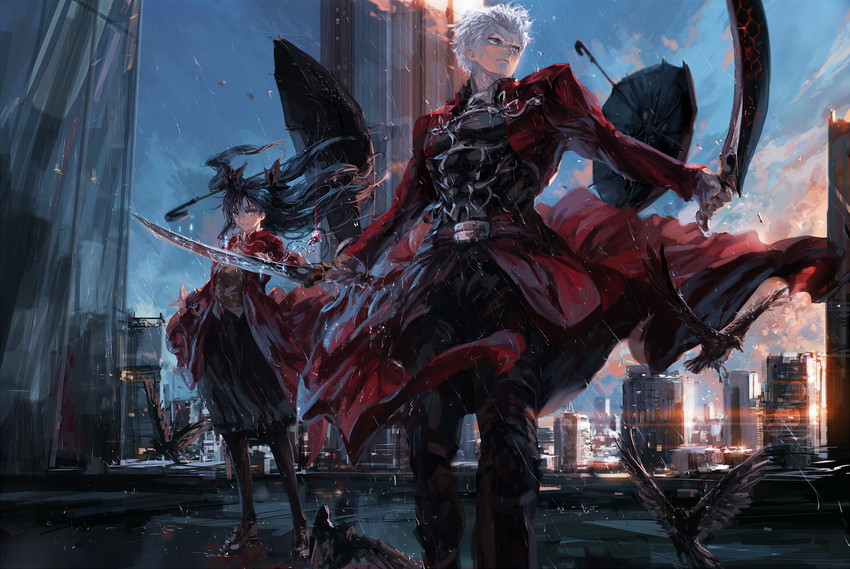 tohsaka rin and archer (fate and 1 more) drawn by stu_dts