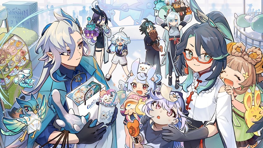 ganyu, lumine, aether, furina, yae miko, and 17 more (genshin impact) drawn by pechka
