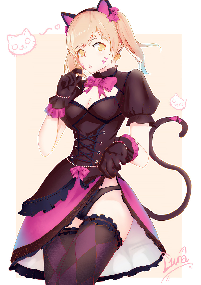 d.va and black cat d.va (overwatch and 1 more) drawn by cai_yuan