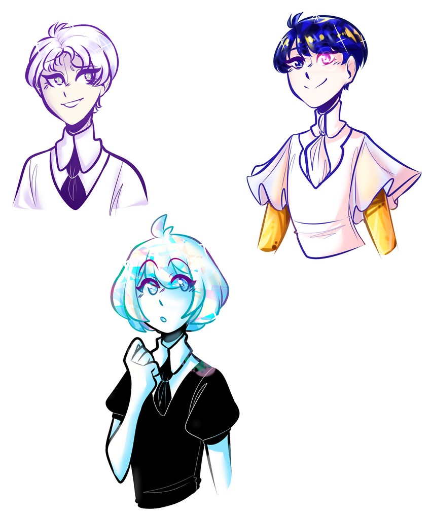 phosphophyllite, diamond, and cairngorm (houseki no kuni) drawn by cosmiccolours