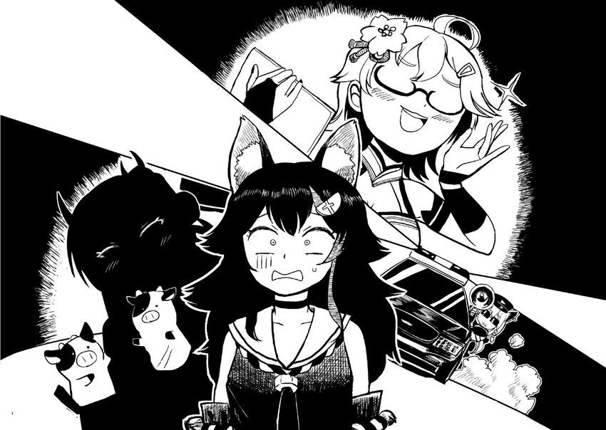 shirakami fubuki, sakura miko, ookami mio, and nakiri ayame (hololive) drawn by tishsoratomo