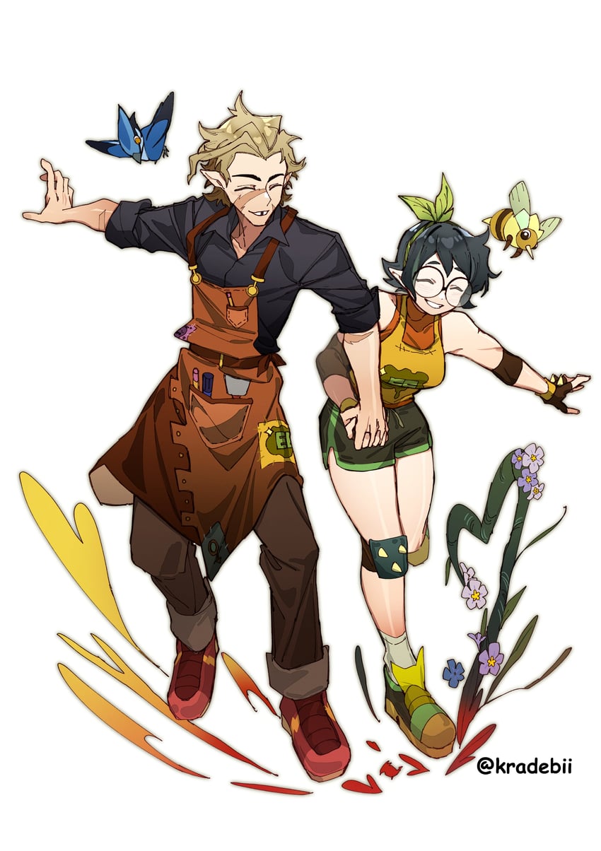 hunter, willow park, clover, and waffle (the owl house) drawn by kradebii