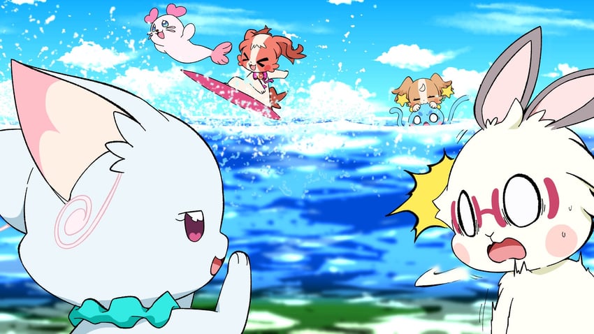 inukai komugi, nekoyashiki mayu, inukai iroha, toyama satoru, kururun, and 1 more (precure and 3 more) drawn by @est@