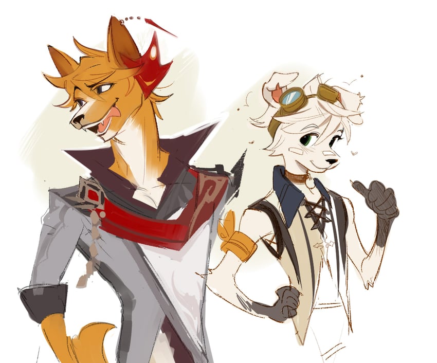 tartaglia and bennett (genshin impact) drawn by ropi_(gmkr_66)