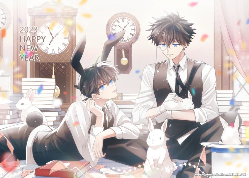 kudou shin'ichi and kuroba kaito (meitantei conan and 1 more) drawn by cang_cheng