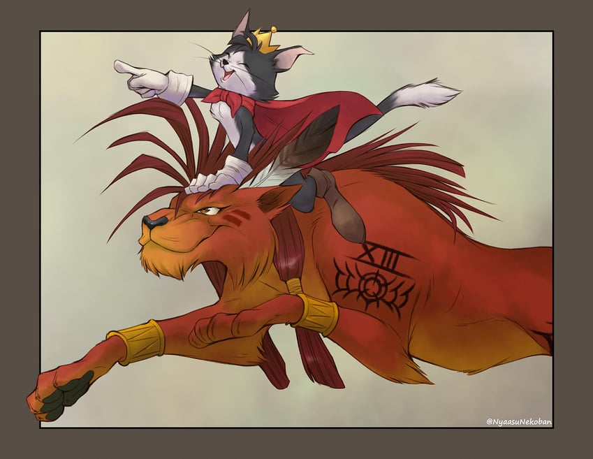 red xiii and cait sith (final fantasy and 2 more) drawn by nyaasu_nekoban