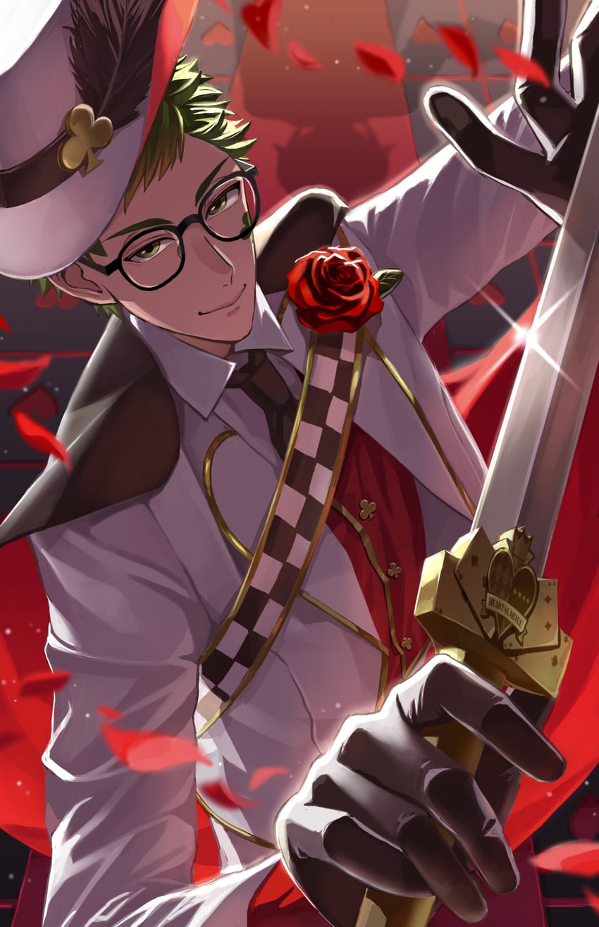 riddle rosehearts and trey clover (twisted wonderland) drawn by chikuwa_glasses