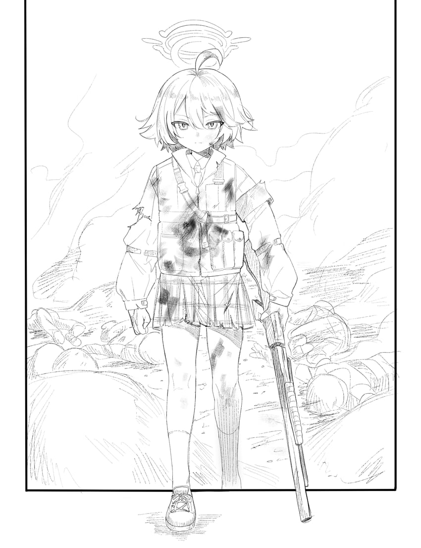 hoshino (blue archive and 1 more) drawn by pencilanon