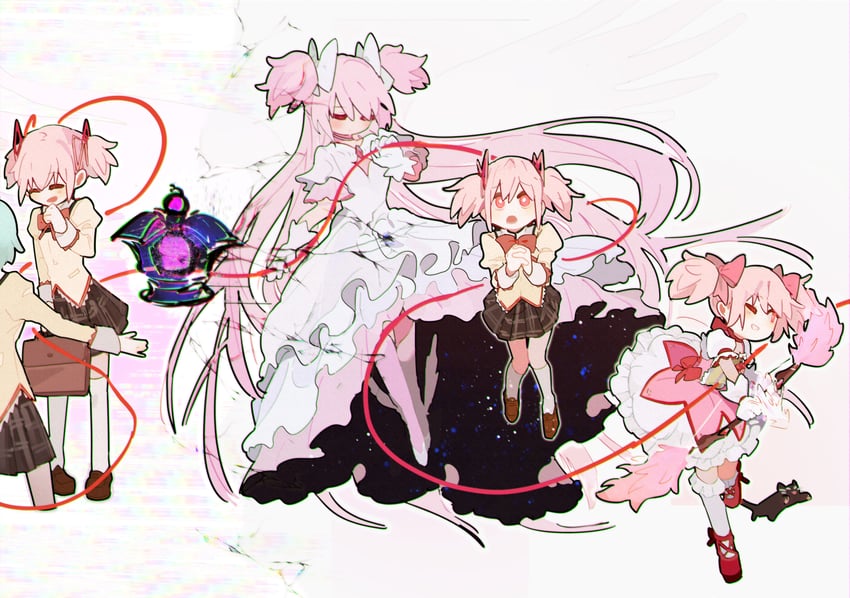 kaname madoka, miki sayaka, and ultimate madoka (mahou shoujo madoka magica and 1 more) drawn by ydpfa