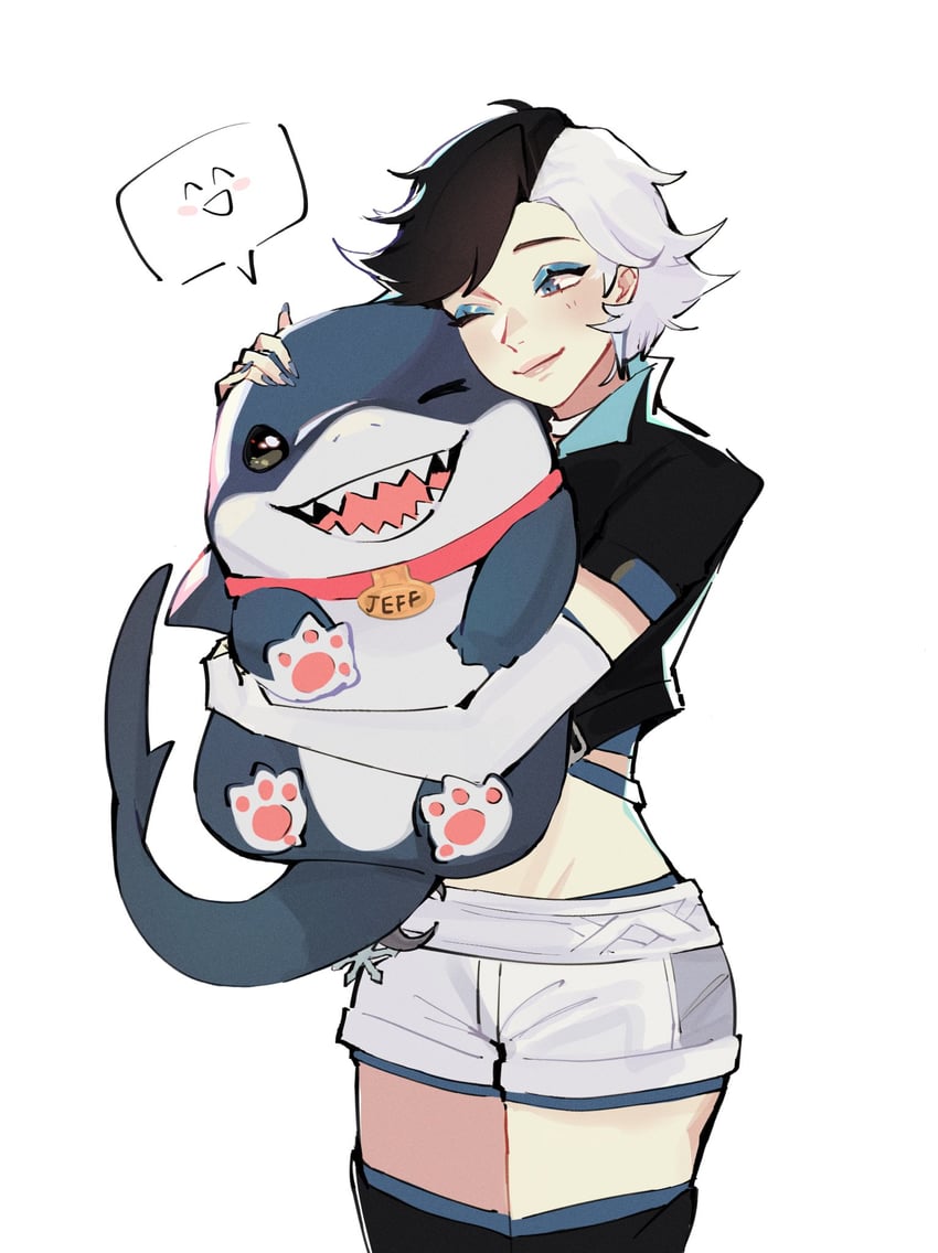 luna snow and jeff the land shark (marvel and 1 more) drawn by hyoon_(sockgyu)
