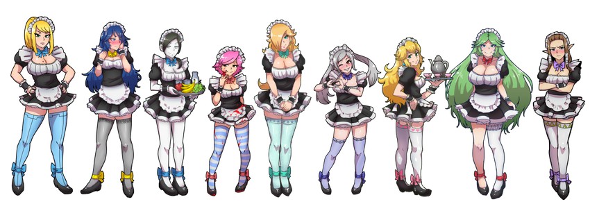 princess zelda, princess peach, samus aran, lucina, rosalina, and 4 more (fire emblem and 11 more) drawn by akairiot