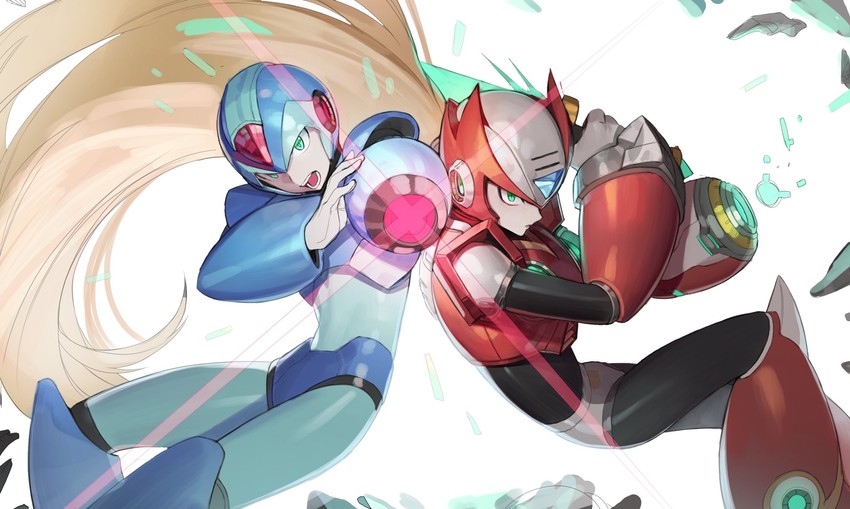 zero and x (mega man and 1 more) drawn by chyan