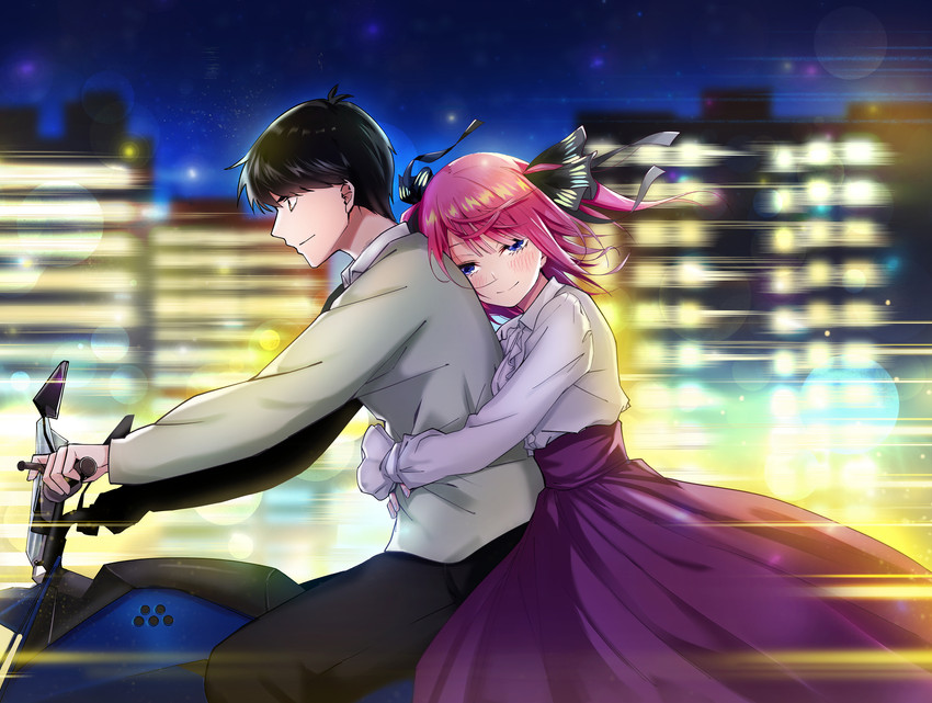 nakano nino and uesugi fuutarou (go-toubun no hanayome) drawn by kosmos_beta