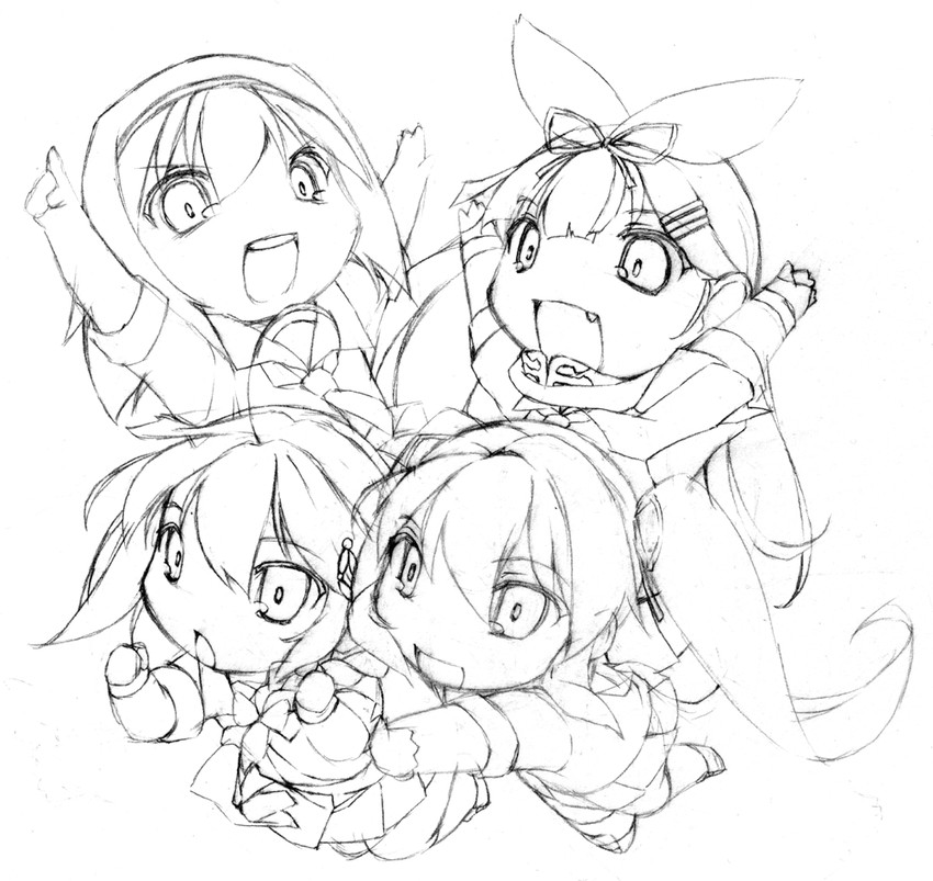 shigure, yuudachi, yuudachi kai ni, murasame, and shiratsuyu (kantai collection) drawn by nonsugar