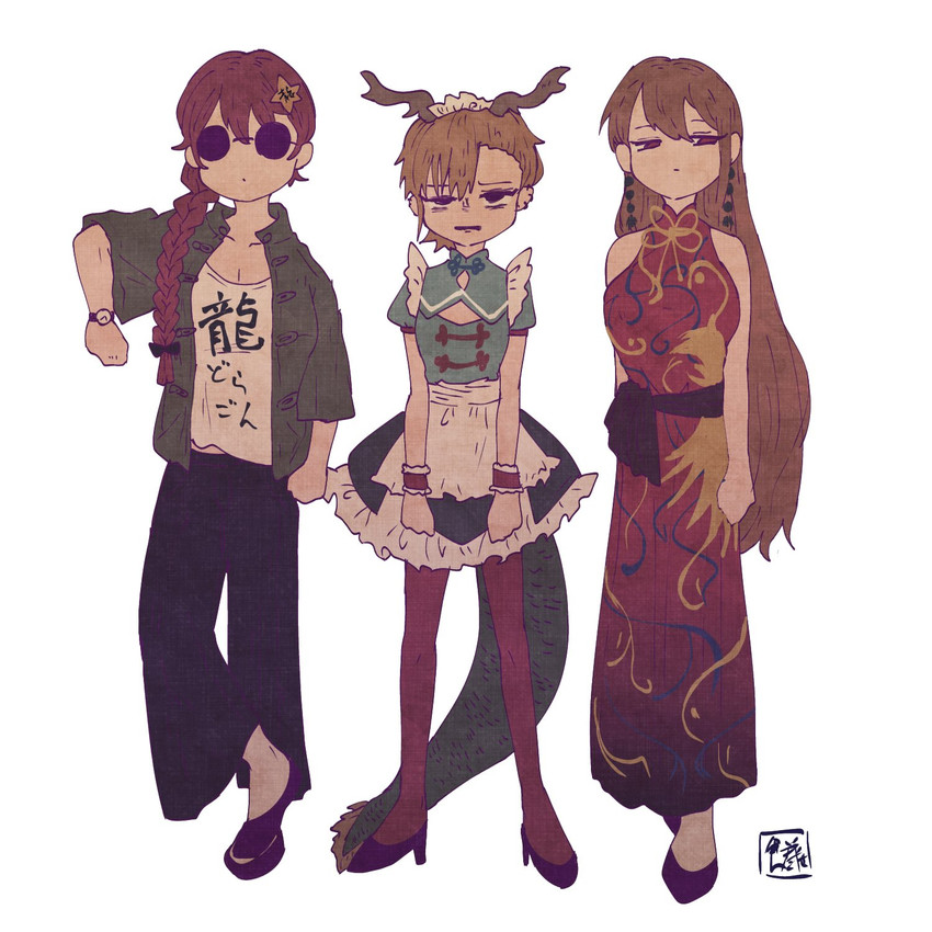 hong meiling, junko, and kicchou yachie (touhou) drawn by sokura_(mochichitose)