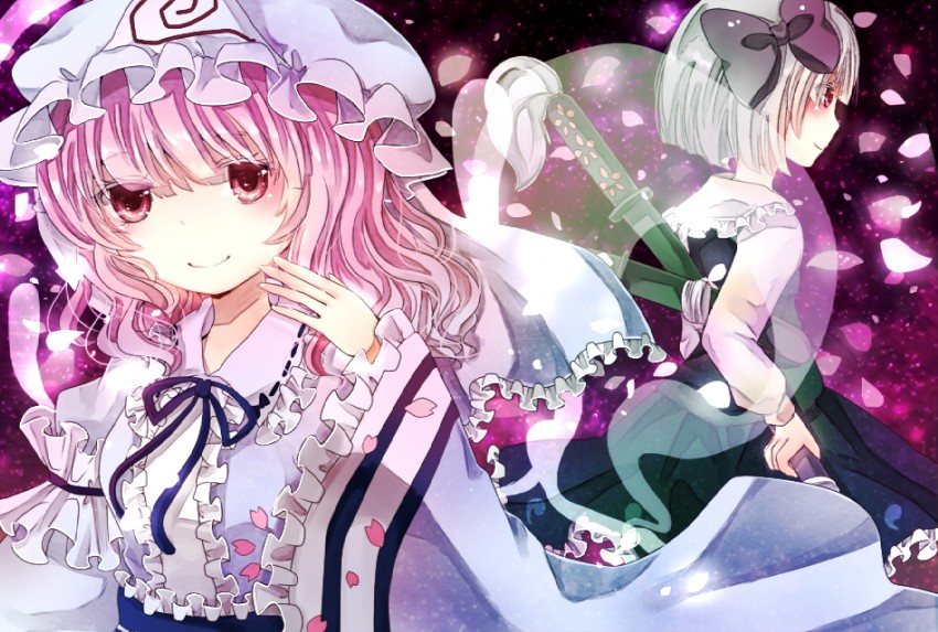 konpaku youmu and saigyouji yuyuko (touhou) drawn by jaku_sono