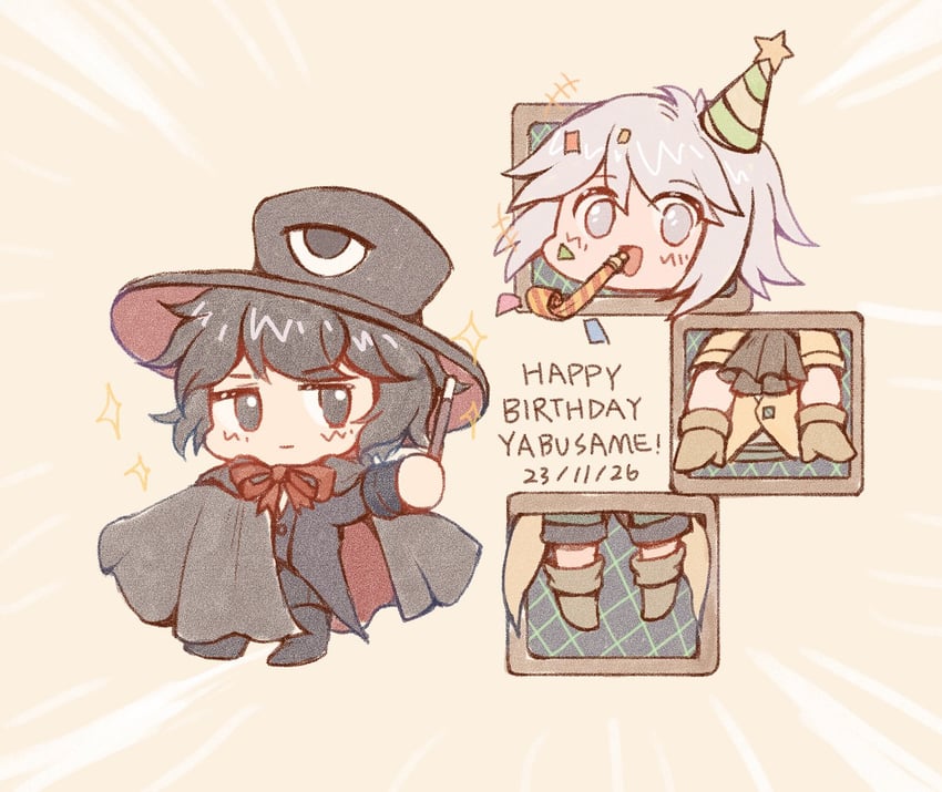 enraku tsubakura and houlen yabusame (len'en) drawn by hotaru_kago