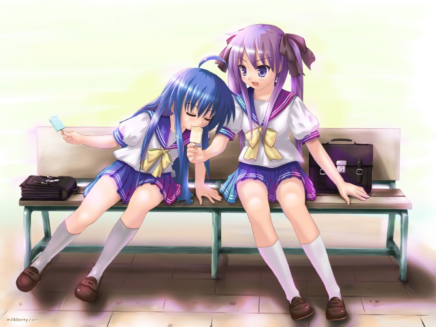 hiiragi kagami and izumi konata (lucky star) drawn by kisaragi_miyu