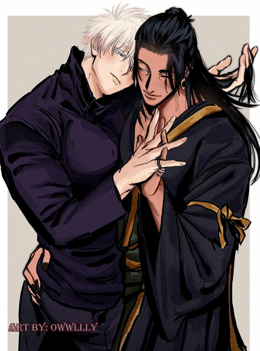 gojou satoru and getou suguru (jujutsu kaisen) drawn by owwllly