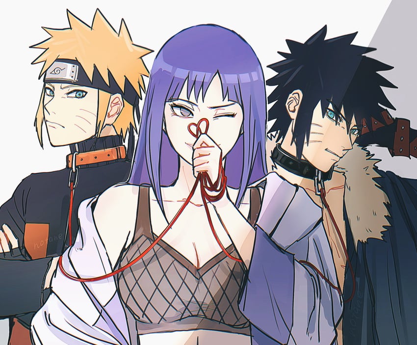 hyuuga hinata, uzumaki menma, and namikaze menma (naruto and 2 more) drawn by notane_n