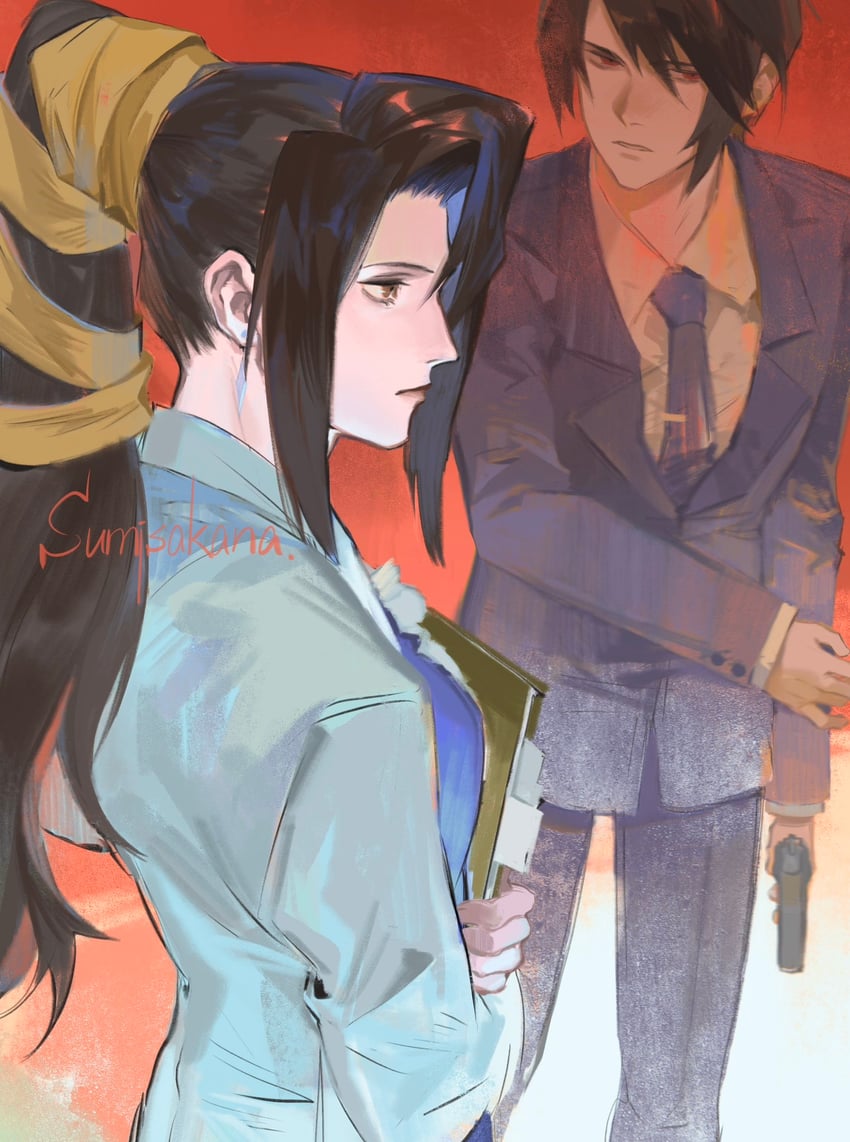 vincent valentine and lucrecia crescent (final fantasy and 2 more) drawn by sumisakana