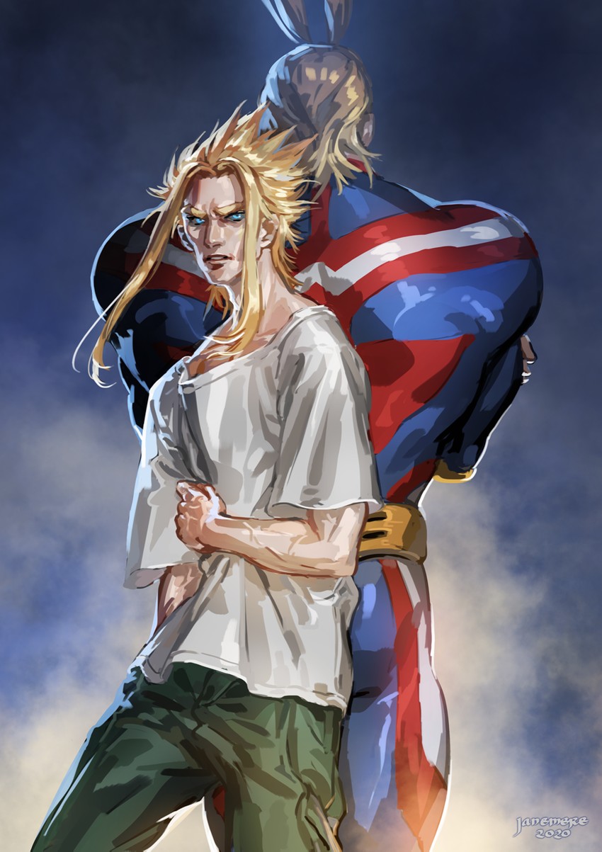 all might and yagi toshinori (boku no hero academia) drawn by jane_mere