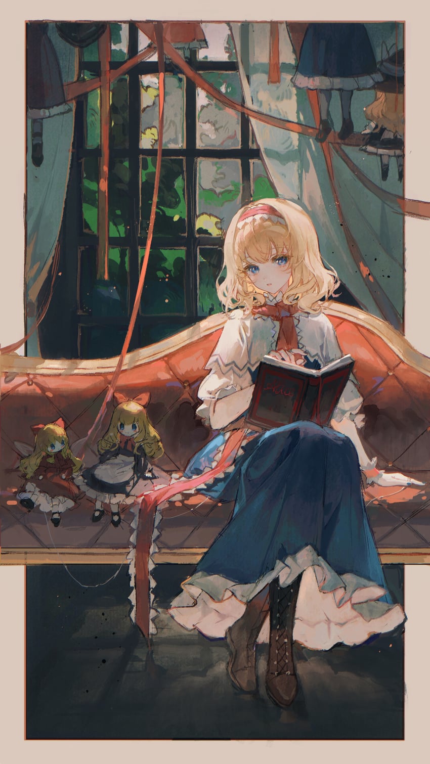 kirisame marisa, alice margatroid, shanghai doll, and hourai doll (touhou) drawn by maccha_(mochancc)