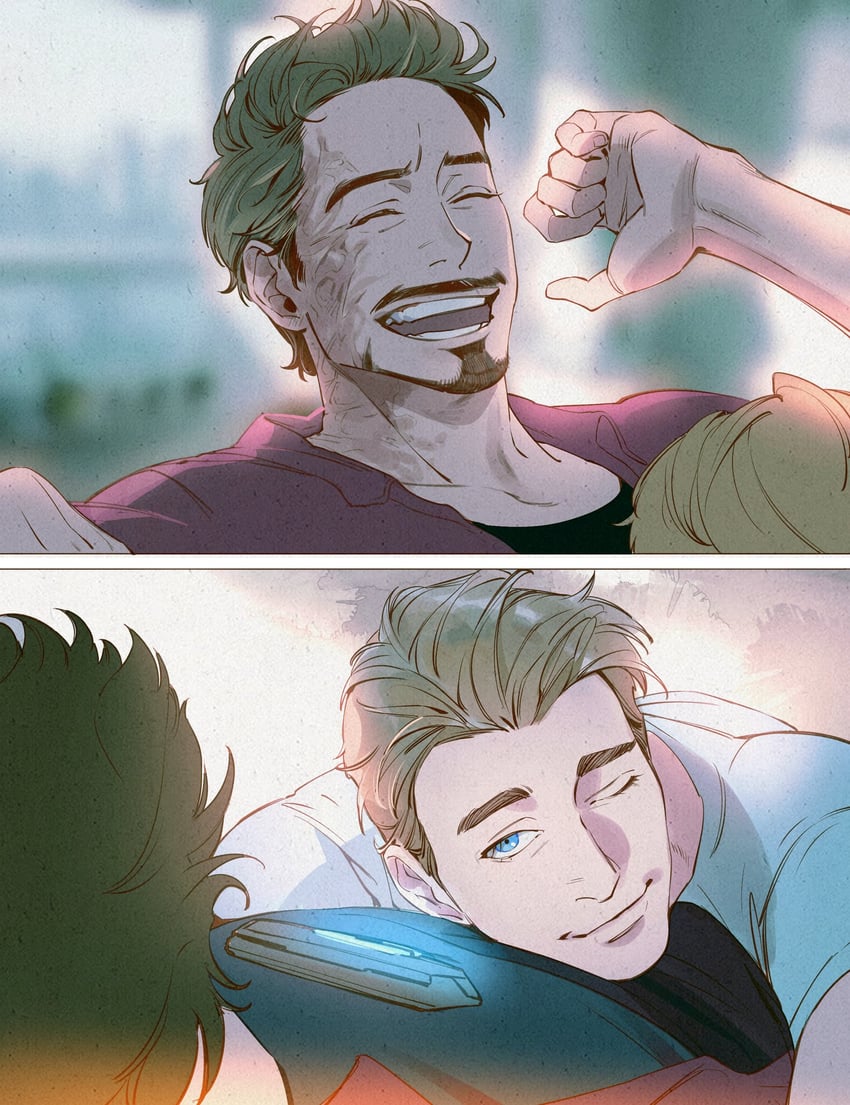 steve rogers and tony stark (marvel and 3 more) drawn by tobu_(bilibil)