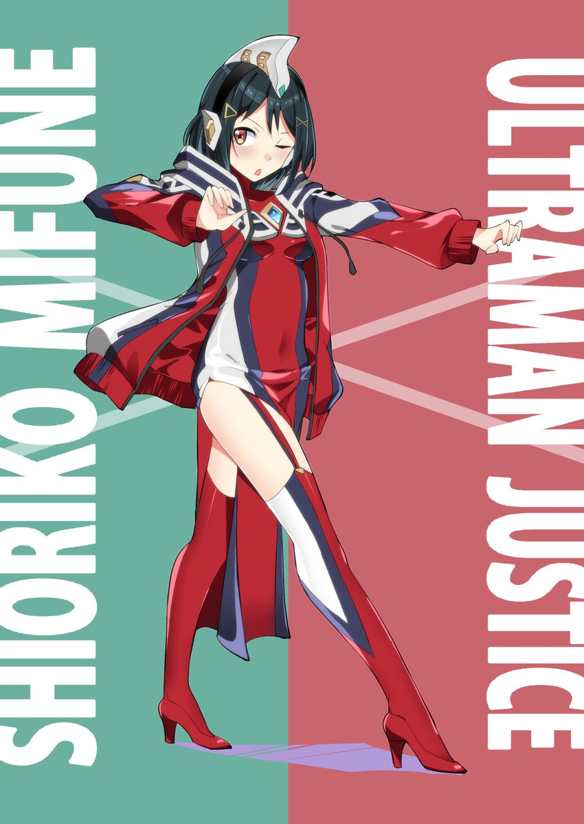 mifune shioriko and ultraman justice (love live! and 3 more) drawn by sasanon_(sasapoliton)