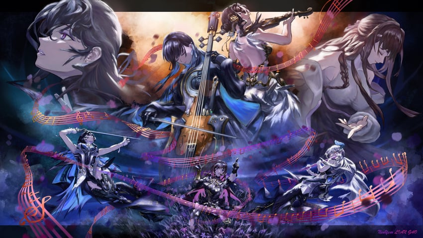 selena, selena: capriccio, selena: tempest, and selena: pianissimo (punishing: gray raven) drawn by nian_liangao