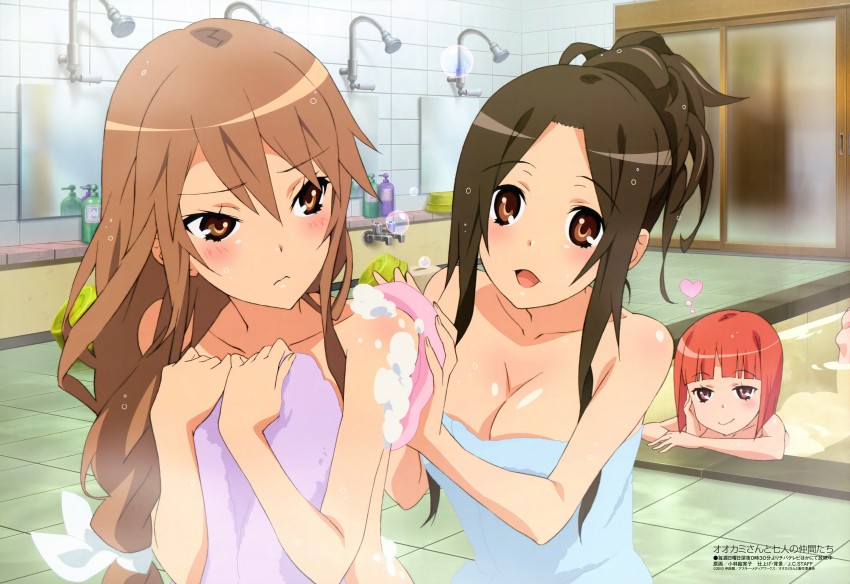 ookami ryouko, akai ringo, and tsurugaya otsuu (megami magazine and 1 more) drawn by kobayashi_emiko